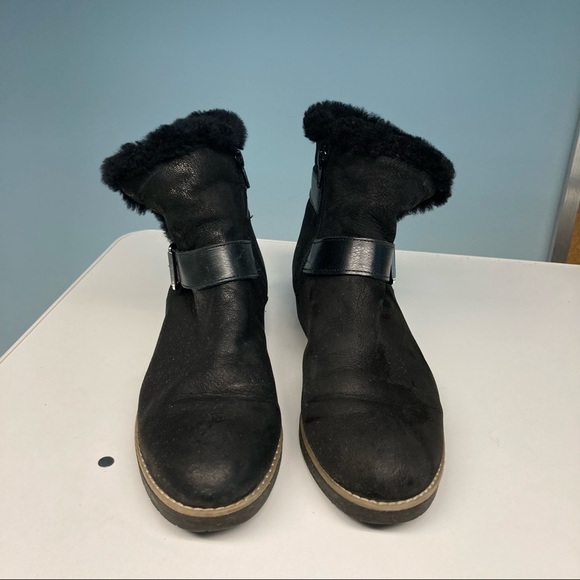 DUNE LONDON Sz 9 Moto  Style Faux Fur Lined With Straps Ankle Booties - Picture 2 of 9